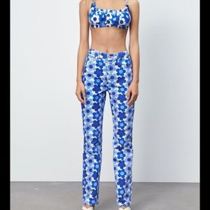 Blue floral matching separates set